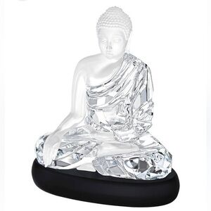 Crystal Buddha Figurine in White and Silver Swarovski